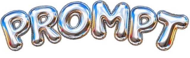 Prompt in silver balloon lettering